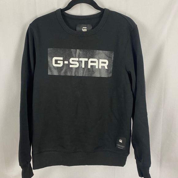 G-Star Raw Tops - G-Star Raw Black Graphic Logo Box Crewneck Sweatshirt Medium D12796-K007-990